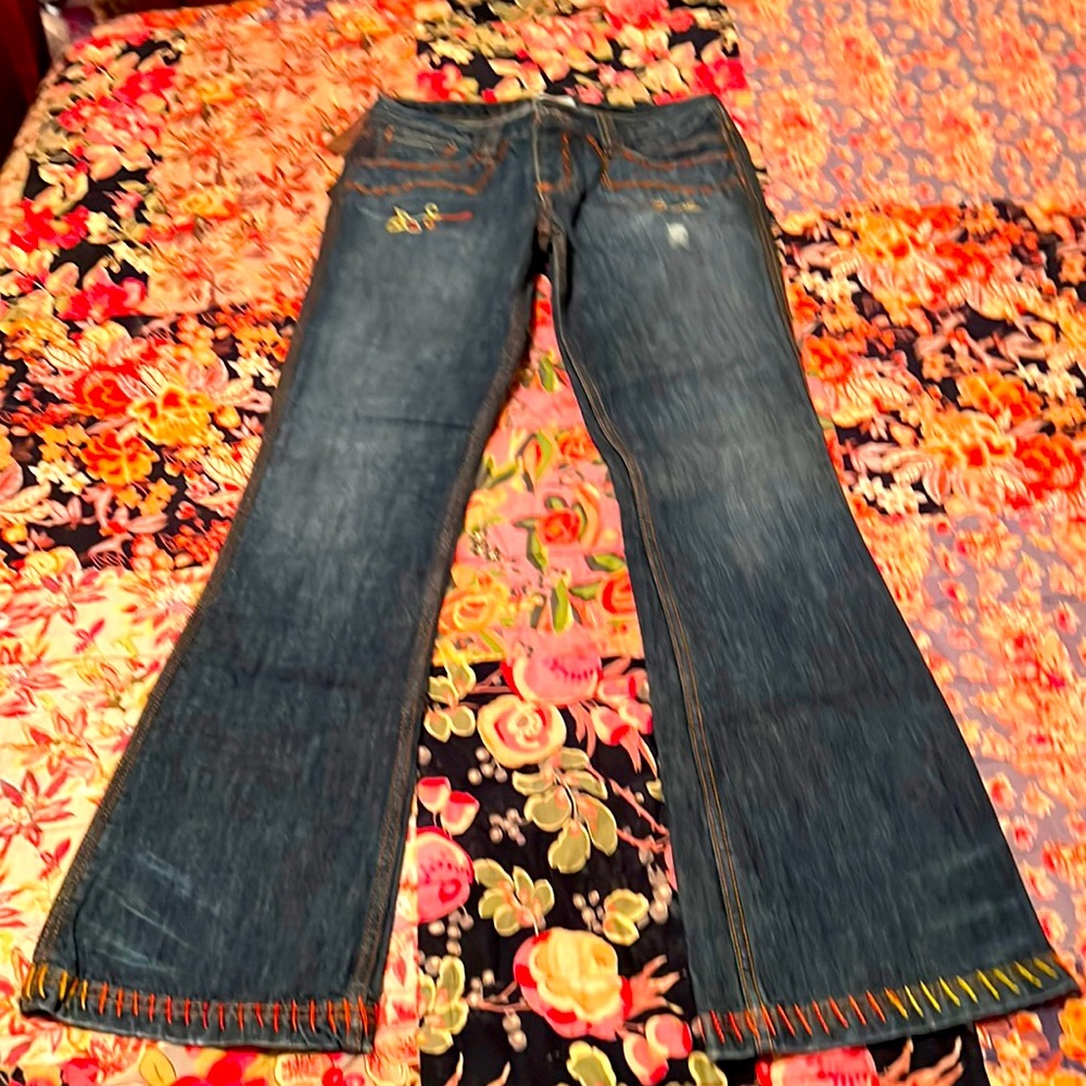 Antik Denim flared embroidered jeans